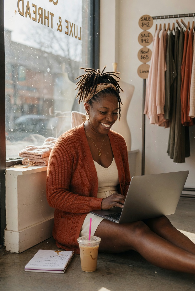 Small business owner researching funding options