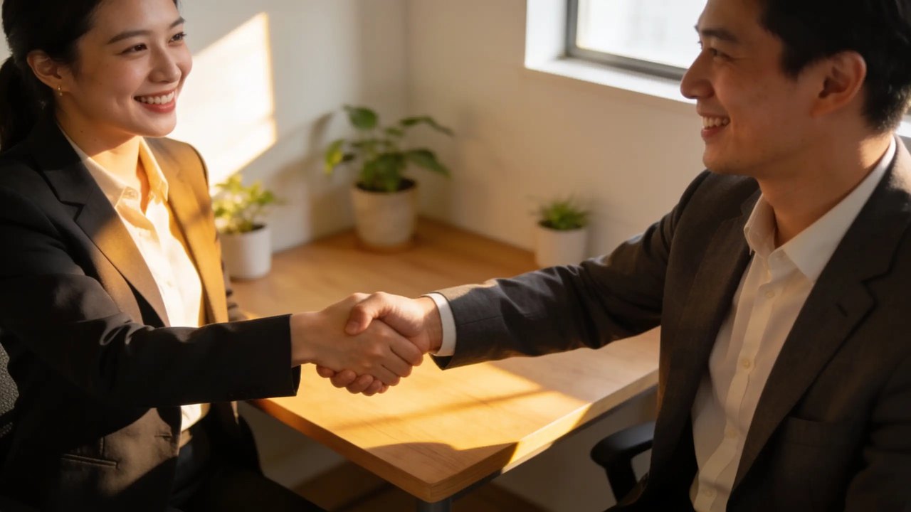 Two business partners reviewing funding documents together at a desk in a small office - business funding as a partnership