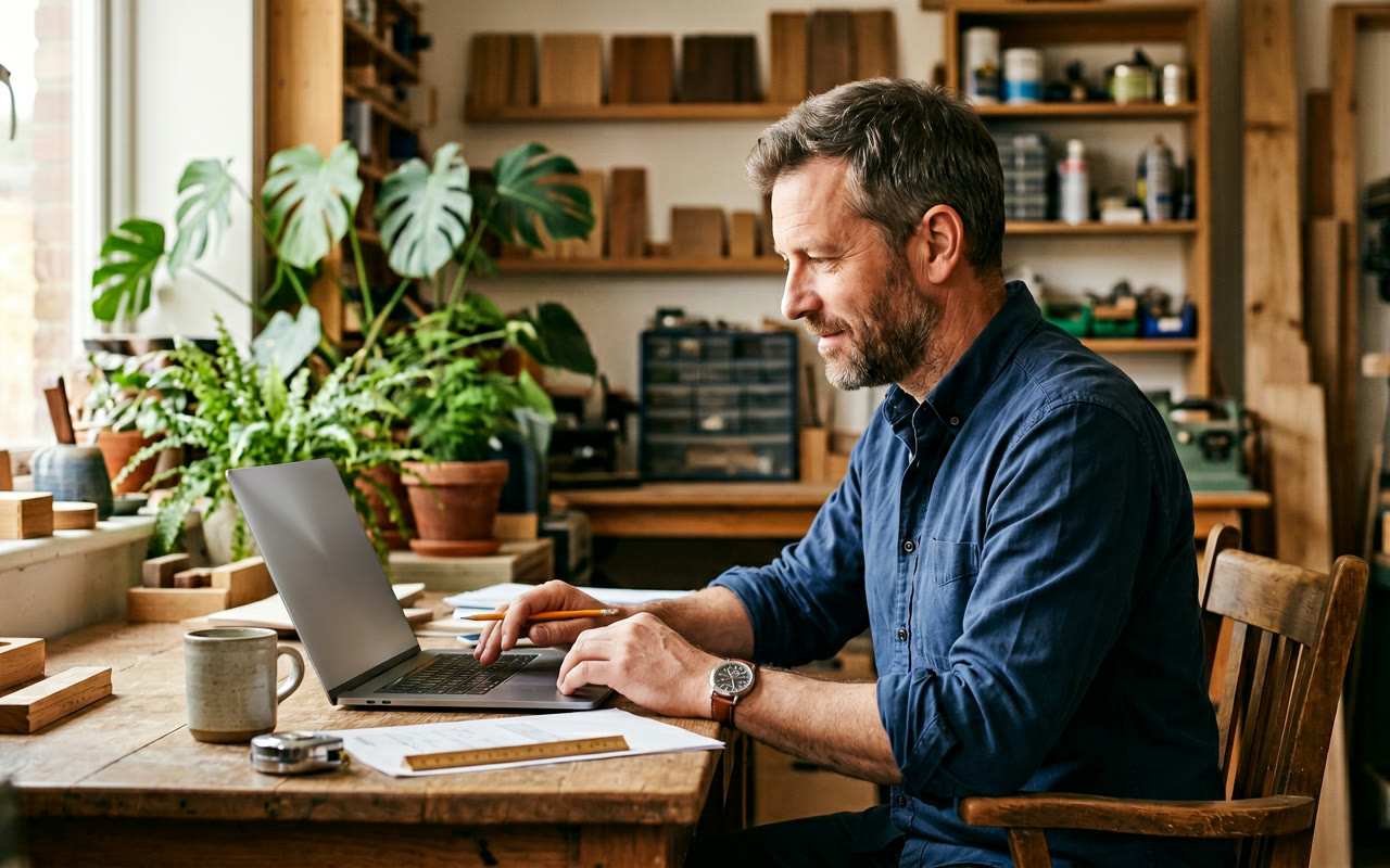 Business owner opening a dedicated business bank account online