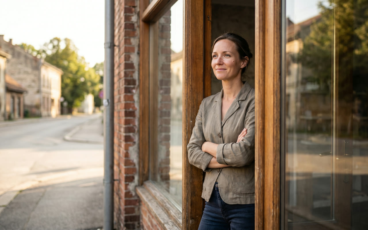 Stressed small business owner organizing merchant cash advance paperwork to plan a way out of MCA debt